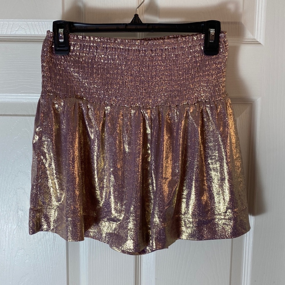 High-Waist Metallic Pink Gold Women's Shorts